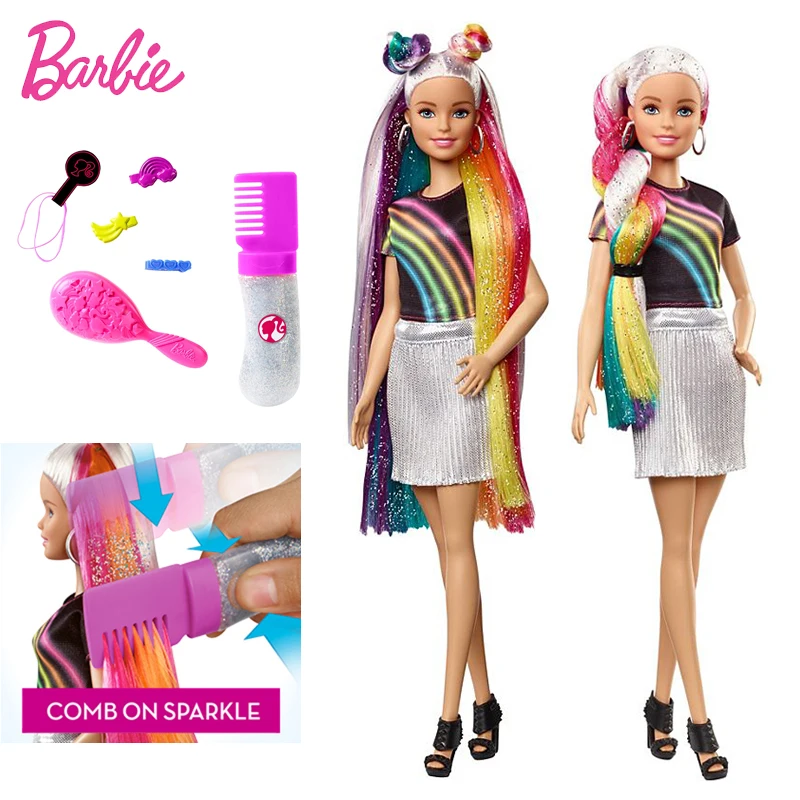 

Original Barbie Dolls Rainbow Sparkle Hair Fashionistas Girl Doll Rock Fashion Style Kids Toys for Girls Birthday Gift bonecas