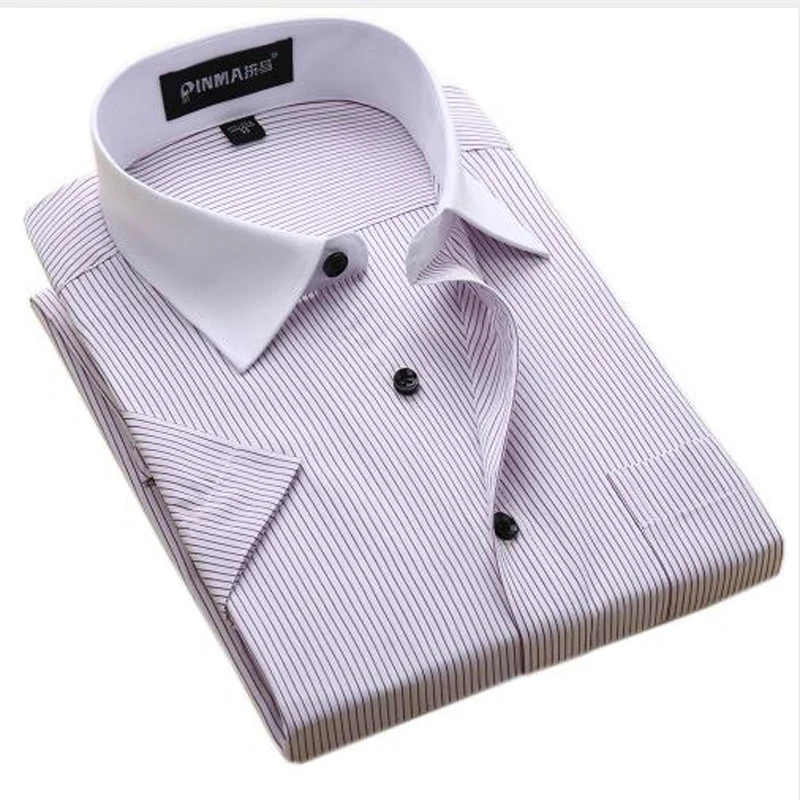 Мужская Повседневная рубашка в полоску деловая с короткими рукавами высокого