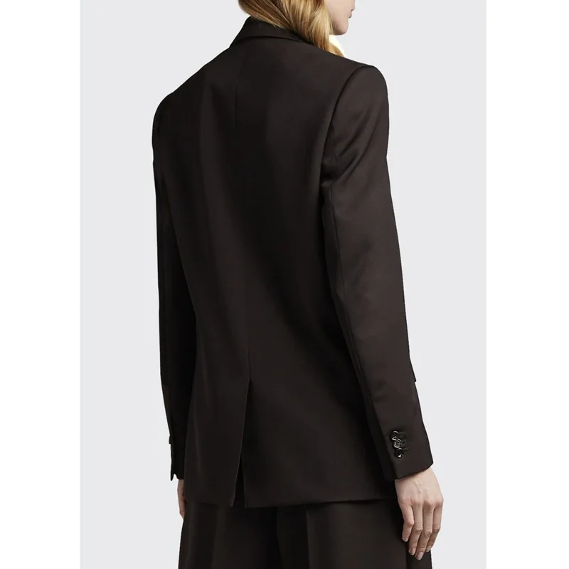 

Autumn and winter women's blazer jacket casual solid color double-breasted pocket decorative coat