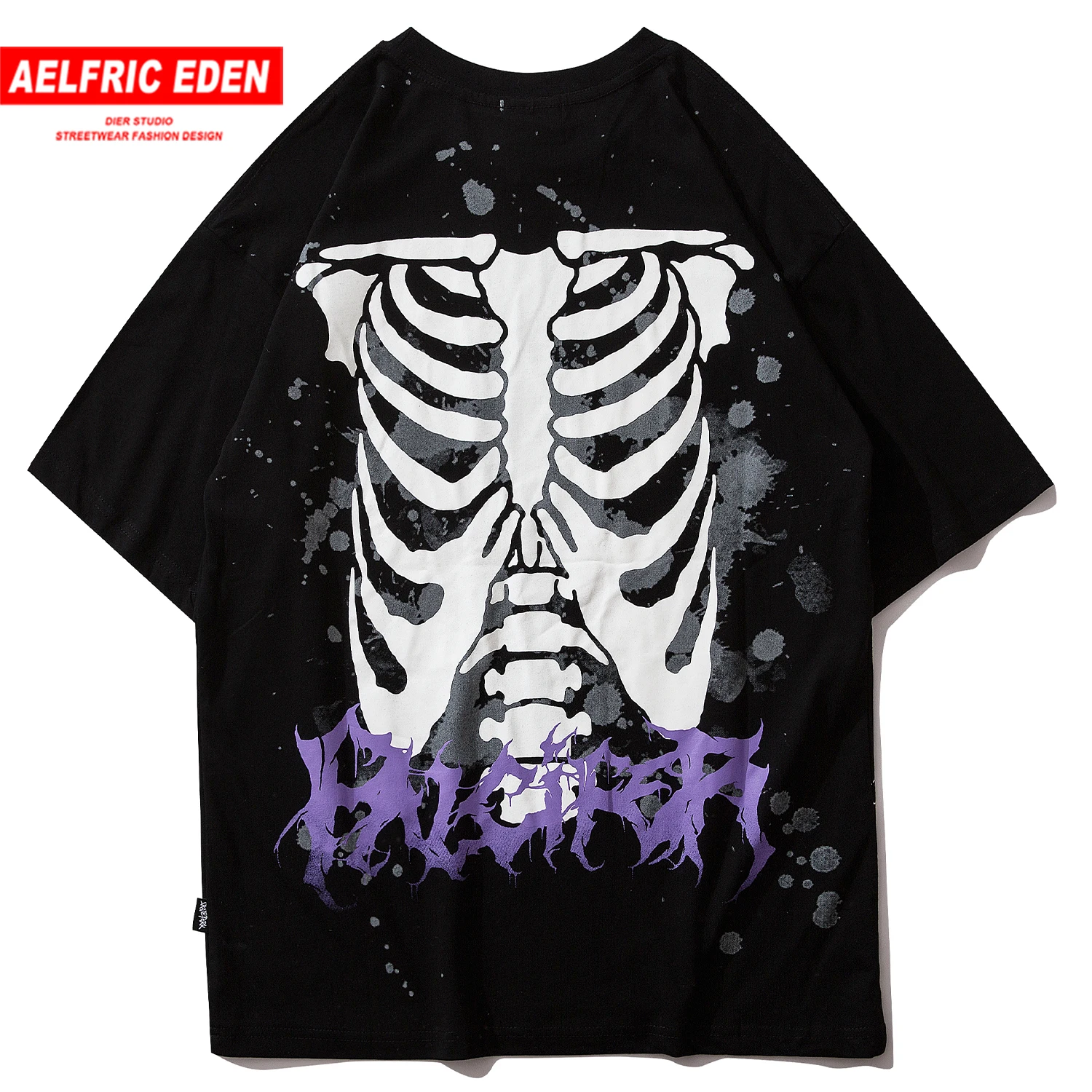 Мужская футболка с принтом скелета и надписью граффити 2020 Harajuku свободные