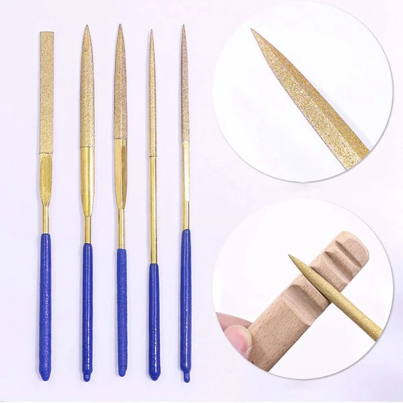 

10 Pieces of 140mm Golden Titanium-Plated Diamond Files Triangular File Emery Files