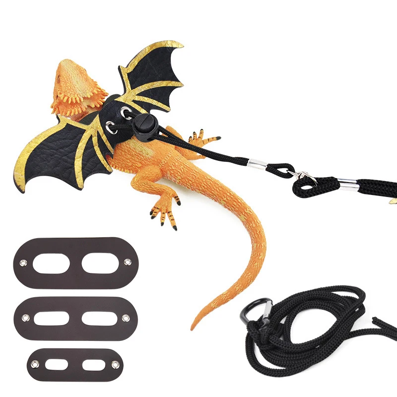 

1pc 3 Size Changeable Adjustable Cartoon Wing Leather Squirrel Outdoor Walking Lizard Traction Rope Harnesses Reptile Supply