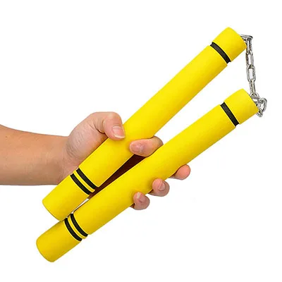 Китайский Брюс Ли Кунг Фу Nunchaku губка безопасности Nunchakus для детей Дети боевые искусства, ушу тренировки фитнеса - Цвет: Цвет: желтый