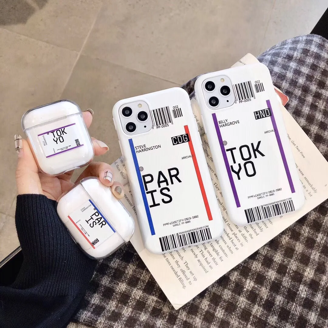 Чехол для iPhone 6 s 7 8 Plus 11 Pro X XS Max XR Air билет Париж Токио чехол Airpods 3 2 1 pro Bluetooth