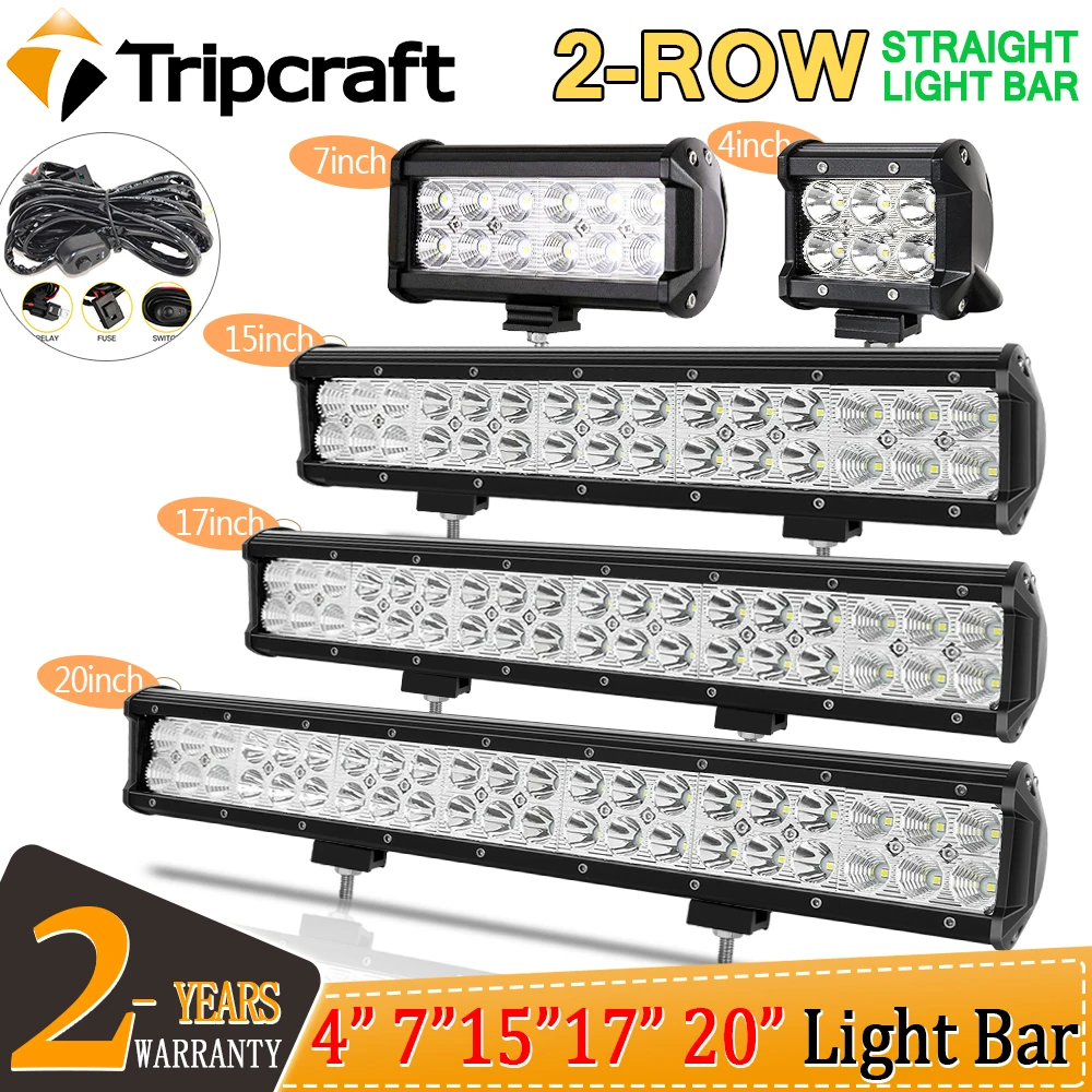 

Tripcraft dual rows 4/7/15/17/20in 2row LED Light Bar combo led work light for Car Tractor Boat OffRoad 4x4 Truck SUV ATV 12v24v
