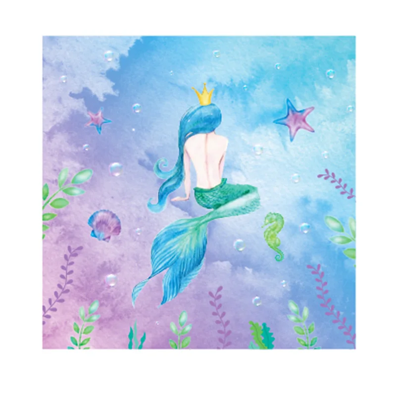 mermaid 20 шт./лот, стиль, прекрасные бумажные салфетки с космосом и планетой, праздничная салфетка, полотенца для аэрокосмической вечеринки, вечерние принадлежности на день рождения - Цвет: mermaid