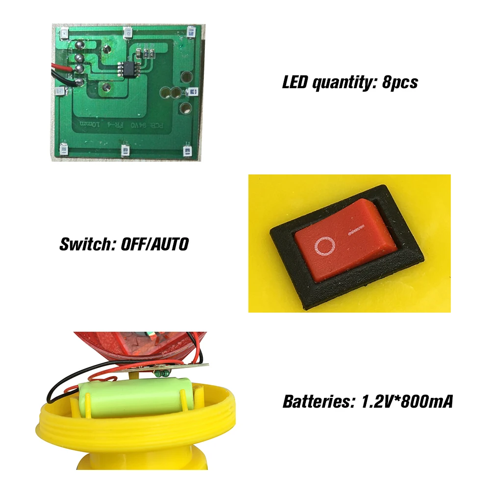 Сигнальные лампы на солнечной батарее 8 шт. светодиодные красные предупреждающие