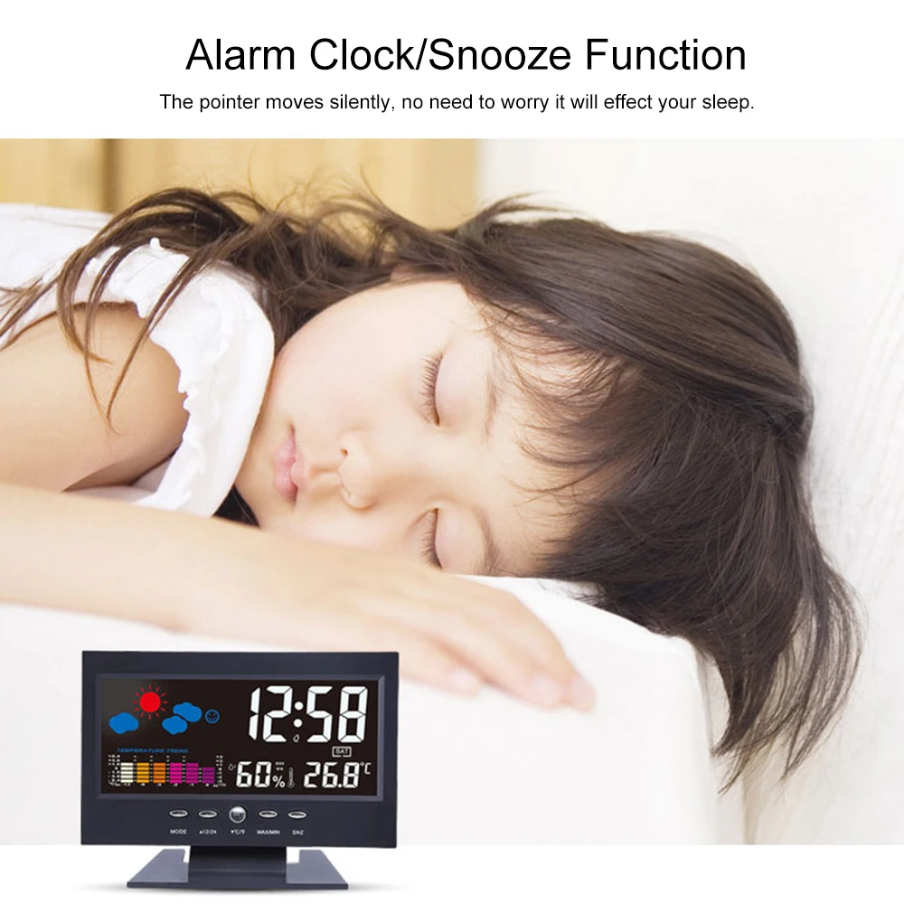 Будильник ЖК экран цифровые часы со звуковым управлением подсветка настольные с