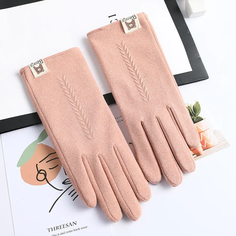 

New Women Winter Keep Warm Touch Screen Thin Section Gloves Single Layer Plus Velvet Inside Female Elegant Soft Gloves