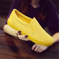 weibate women breathable canvas casual shoes student loafers shoes unisex fashion flat sneaker orange yellow green footwear