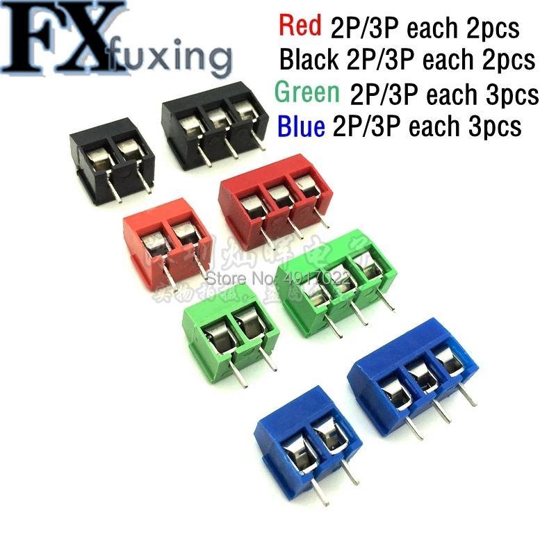 20 шт. KF301 2 P винт 5 0 мм Клеммная колодка Pin 3 pcb разъем красный синий черный