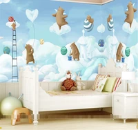 xuesu custom wallpaper hand painted bear cartoon animal nordic japan and south korea background mural 8d wall covering