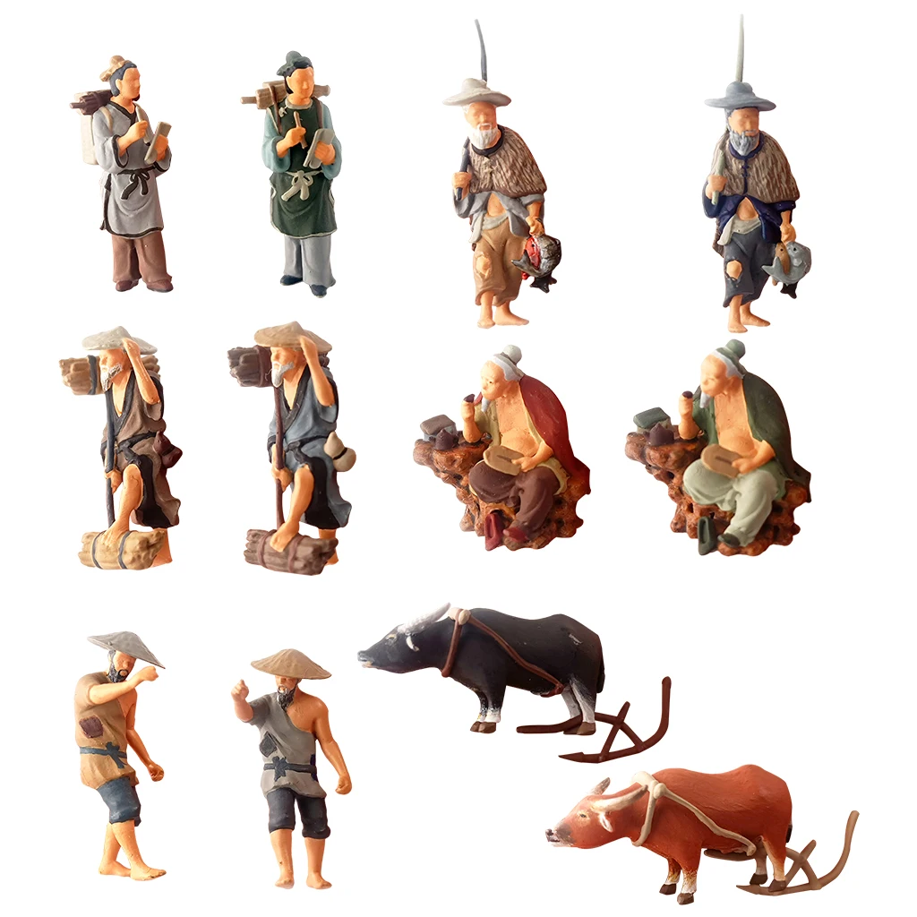 

1/64 окрашенные китайские древние фигурки, уличная сцена, DIY Строительные наборы, макет для украшения S