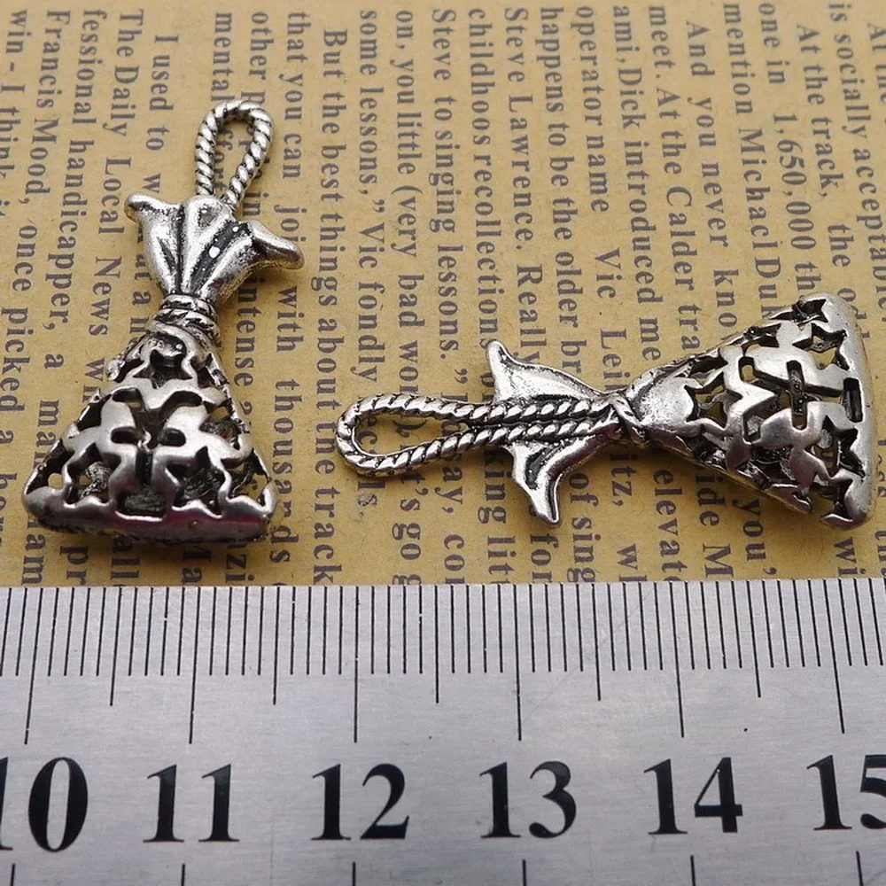 

50pcs Pouch Charms 36mm x 17mm DIY Jewelry Making Pendant Antique Silver Color