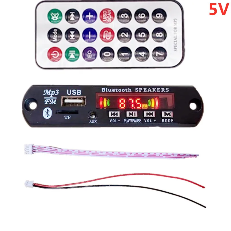 5V Color 5 V-12 V цвет BT TF USB FM Aux радио MP3 плеер интегрированы в машину с USB, туманный распылитель, Набор беспроводной связи по стандарту Bluetooth MP3 декодер доска модуль аудио-усилитель - Цвет: 5V Color