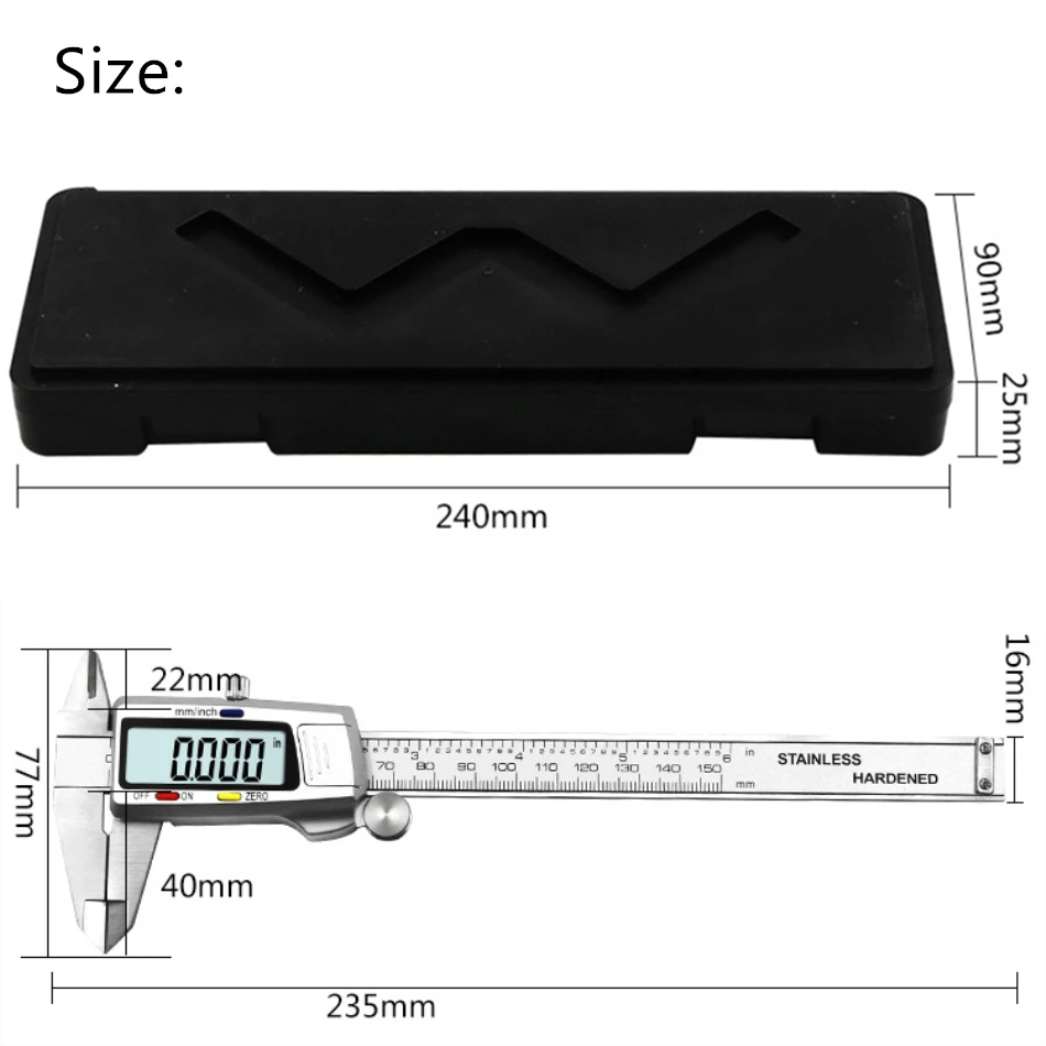 Штангенциркуль цифровой из нержавеющей стали 6 дюймов 150 мм|Штангенциркули| |