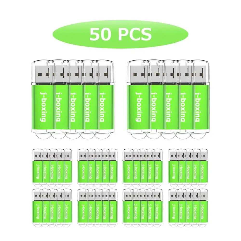 J-boxing 50PCS/LOT 32GB USB Flash Drives Rectangle Flash Pen Drive Thumb Storage Memory Stick 8 Colours for PC Laptop Mac Tablet