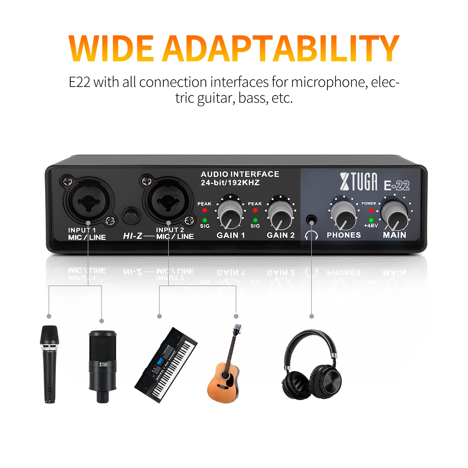 Звуковая карта XTUGA E22 с аудио интерфейсом мониторингом электрическая гитара