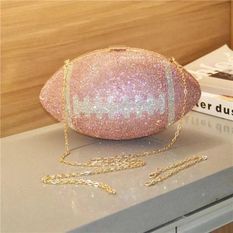 

European and American fashion bag rhinestone dinner bag female rugby rubber diamond ball party banquet bag evening bag female