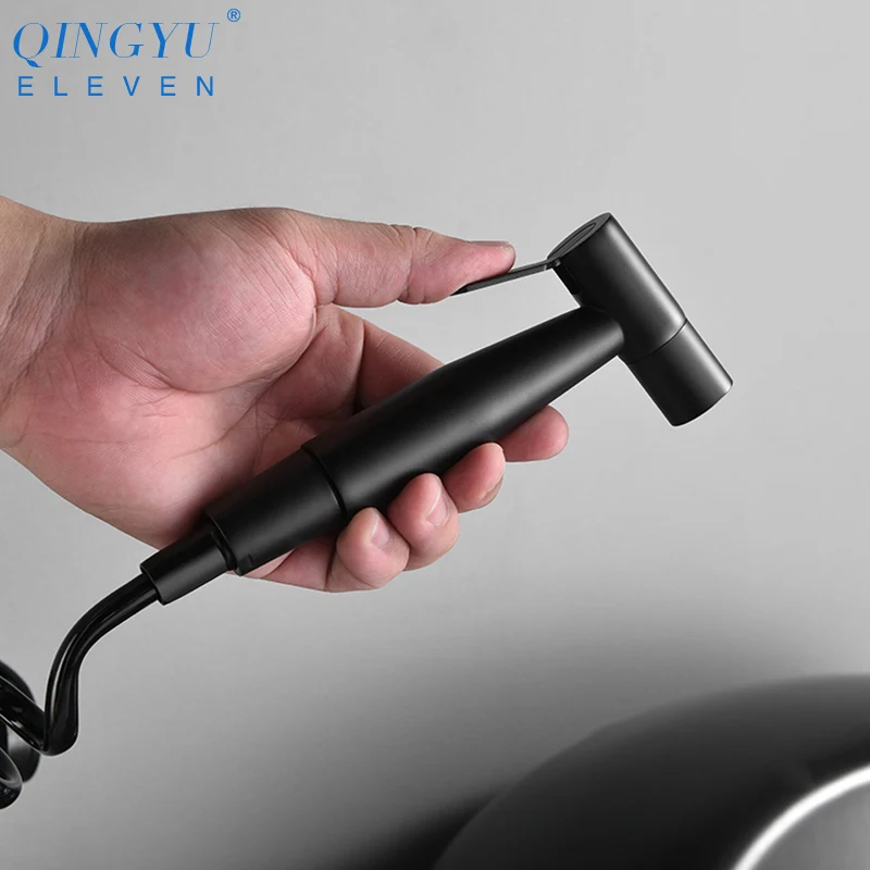 

QINGYU ELEVEN black toilet bidet shower hygienic shower toilet bidet sprayer faucet set hand toilet spray gun shower bidet set