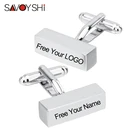 SAVOYSHI Бесплатная резьба Имя запонки для мужской рубашки классический пустой браслет серебристого цвета ссылки бренд специальный подарок мужские ювелирные изделия