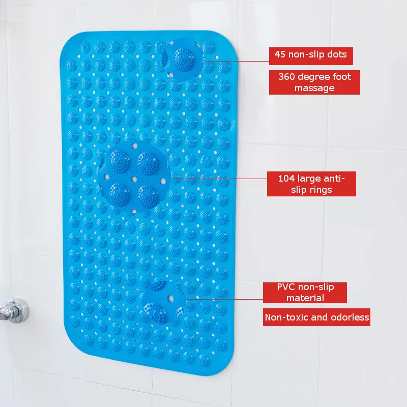 

Non-slip Tub Bath Mats PVC Anti-skid Bath Mat Soft Bathroom Massage Mat Suction Cup Large Strong Suction Shower Mat Carpet