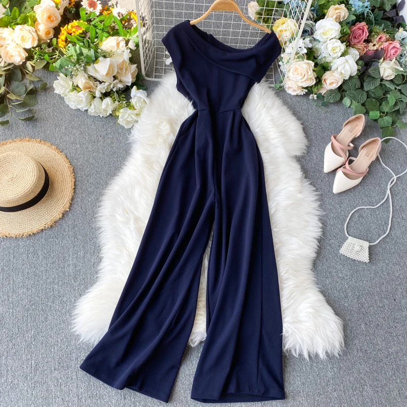 2019 Новая мода Женская одежда сплошной цвет комбинезон женский