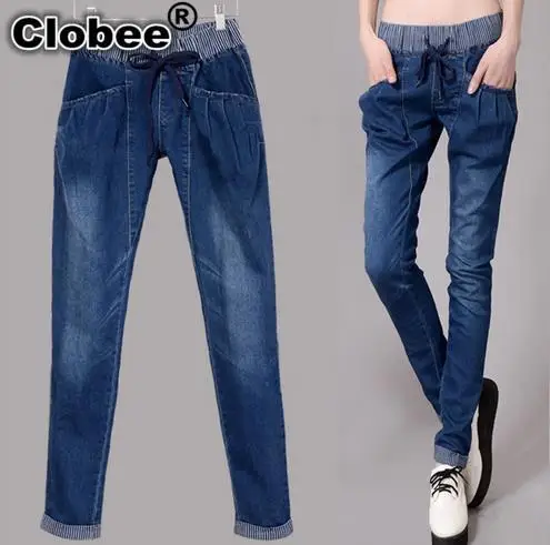 2019 женские джинсы в стиле ретро с высокой талией штаны-шаровары Легинсы размер