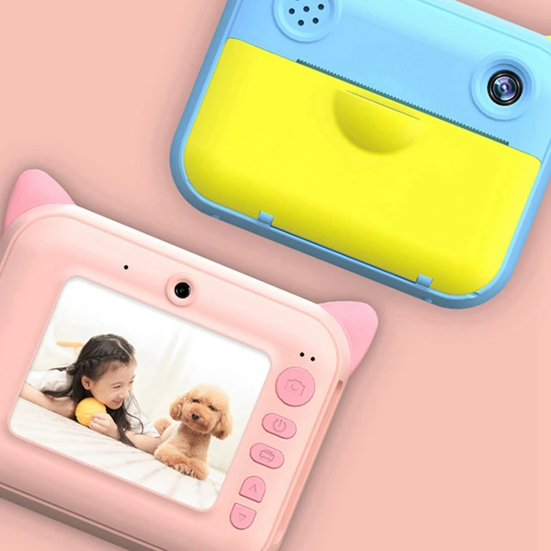 

2 Set Instant Print Camera For Kids 1080P HD Digital Camera With Photo Paper Child Toys Gift For Kids,Pink & Blue