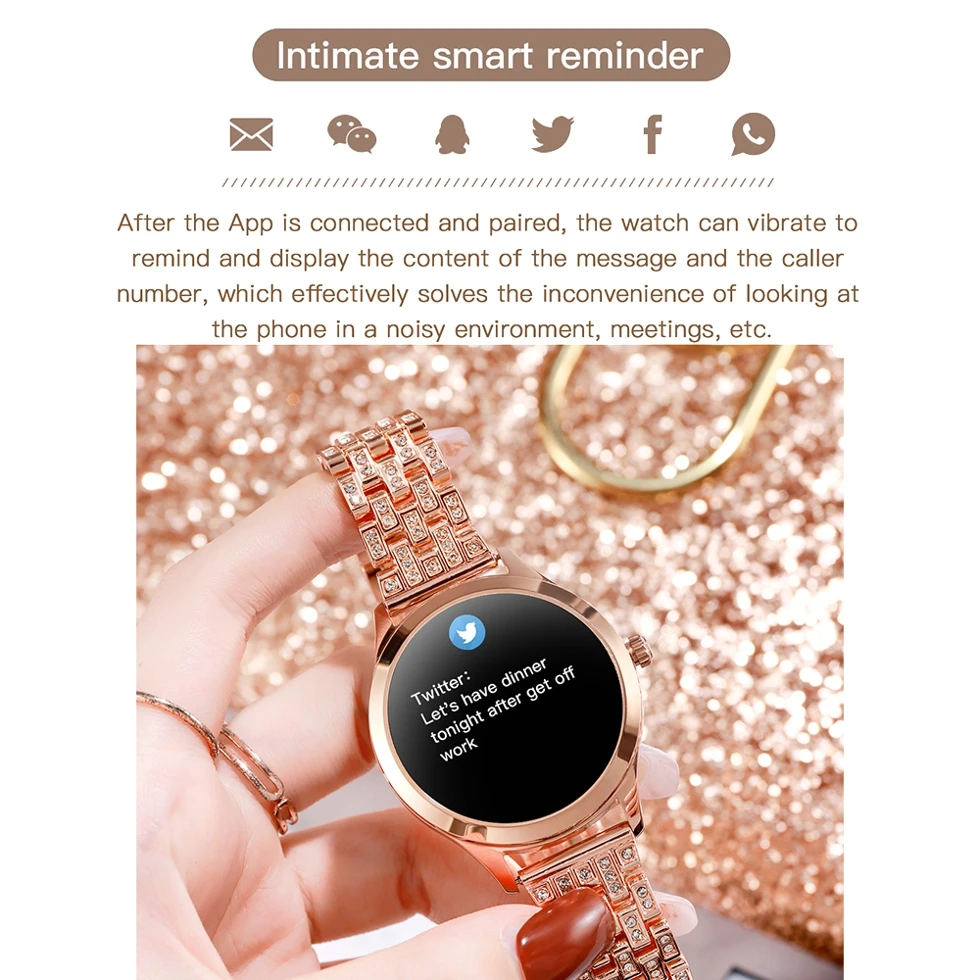 Watch Women  Diamond Strap DIY Watch Face Full Stainless Steel Smart Watch for Women IP68 Waterproof Watch Women