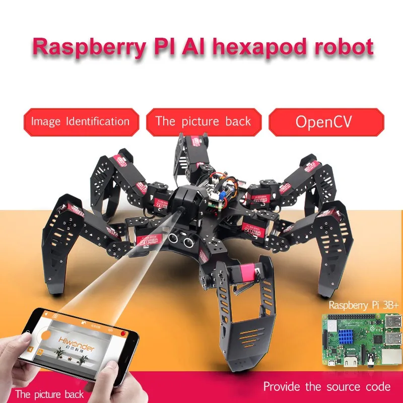 Günstig 18DOF Hexapod Roboter Spinne Roboter 2DOF PTZ Mit Main Board Für Raspberry Pi 4B + Fertig