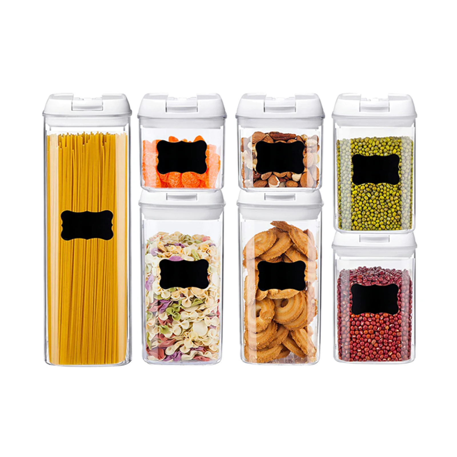 

5/6/7PCS Kitchen Food Storage Bottles Set Cereal Organizer Rice Box Snacks Tank Dry Grain Powder Sugar Containers Sealed Cans