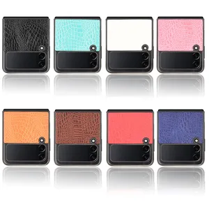 for samsung galaxy z flip 3 5g case luxury crocodile skin pu leather hard back cover case for samsung z flip3 zflip phone case free global shipping