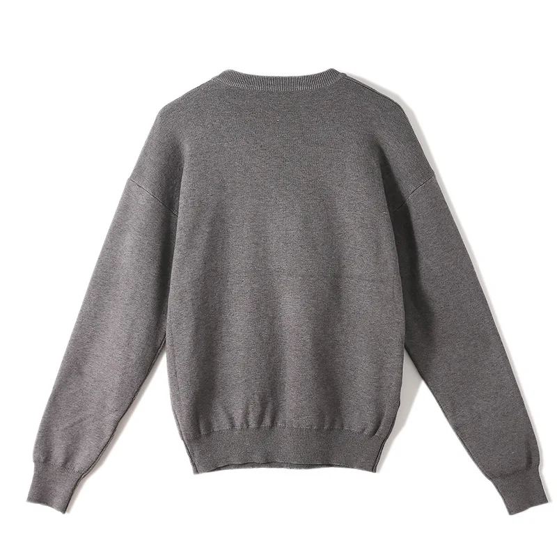 Весенне-осенний Свободный вязаный женский свитер с круглым вырезом модные топы