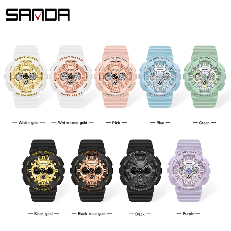 Часы наручные SANDA женские многофункциональные модные спортивные аналоговые
