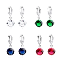 round earrings with zircon gemstone for women 925 silver jewelry drop earrings fashion accessories wedding party gift wholesale