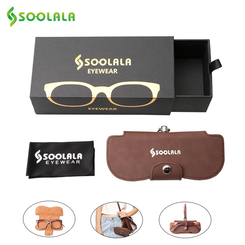 Очки для чтения SOOLALA с защитой от синего света из настоящей древесины женские и