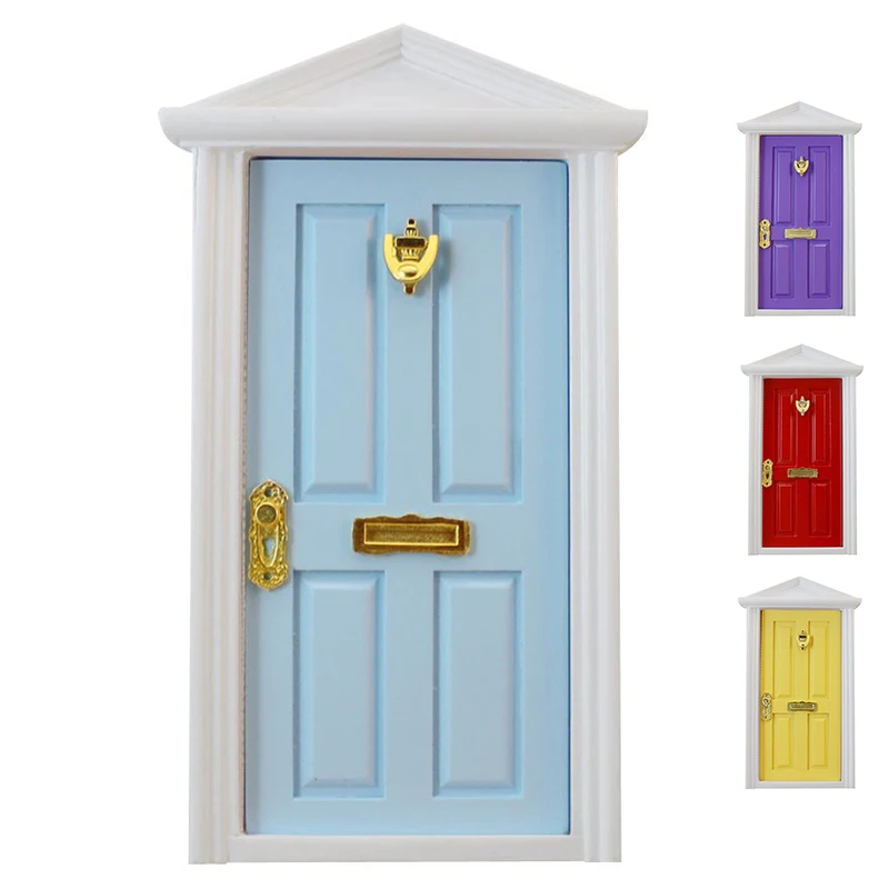 1/12 кукольный домик миниатюра 4-Панель внешняя деревянная дверь Steepletop с