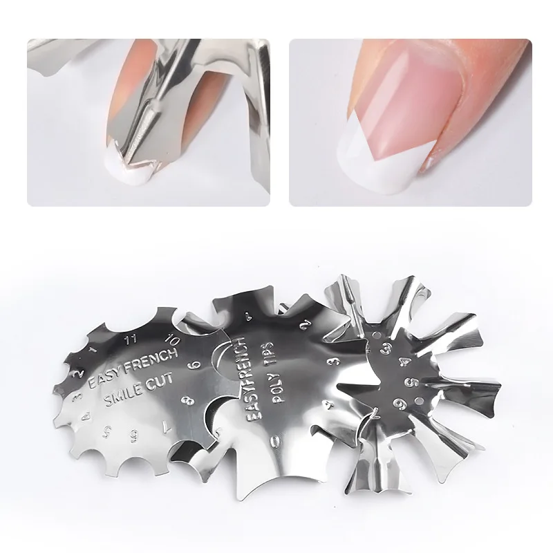 3 Type Metal Trimmer Nail Template DIY Valuable French Cutter Manicure Art Tool Smile Line Tips Trimme | Красота и здоровье