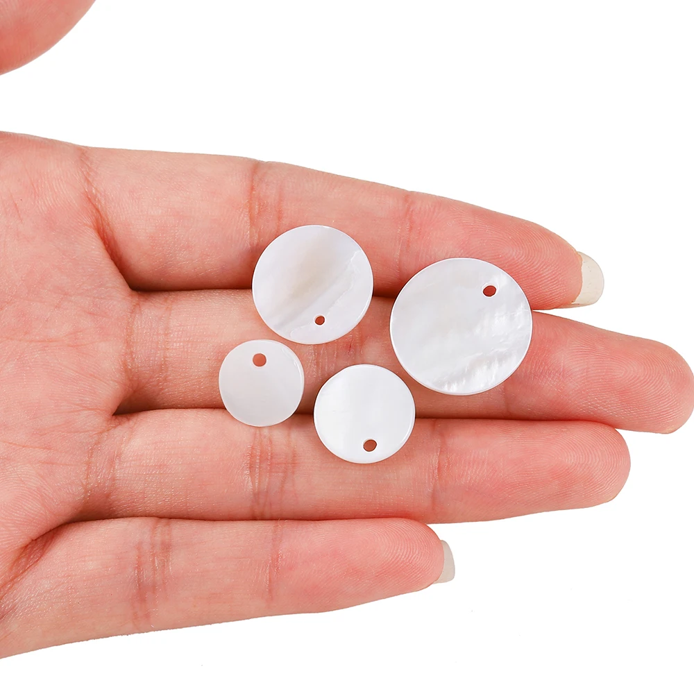 10-30pcs/lot Round Natural Shell Pendant Mother of Pearl Charms Necklace Pendants for DIY Earring Jewelry Finding | Украшения и
