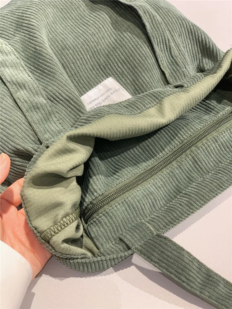 

Women Shoulder Bag Corduroy Shopping Bag Female Canvas Cloth Storage Handbag Reusable Foldable Grocery Totes