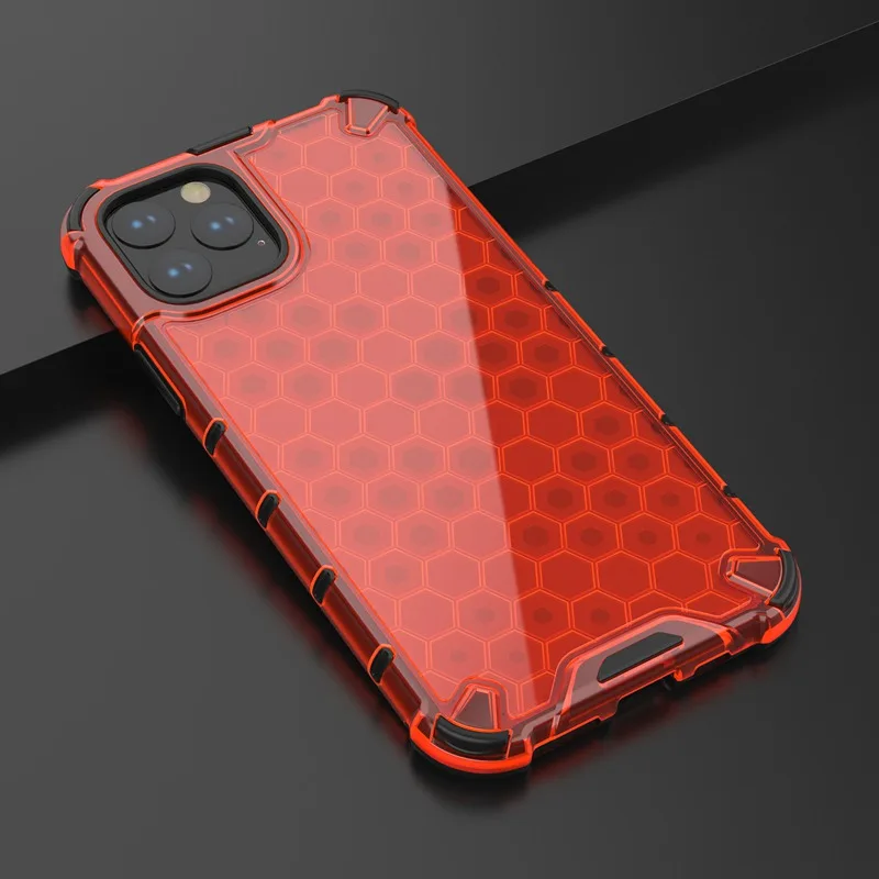 Clear Red Гибридный защитный чехол из ТПУ+ поликарбоната для iPhone XS Max XR XS X 7 8 6 6S Plus, прозрачный противоударный чехол с Сотами для iPhone 11 Pro Max 11 Pro - Цвет: Clear Red