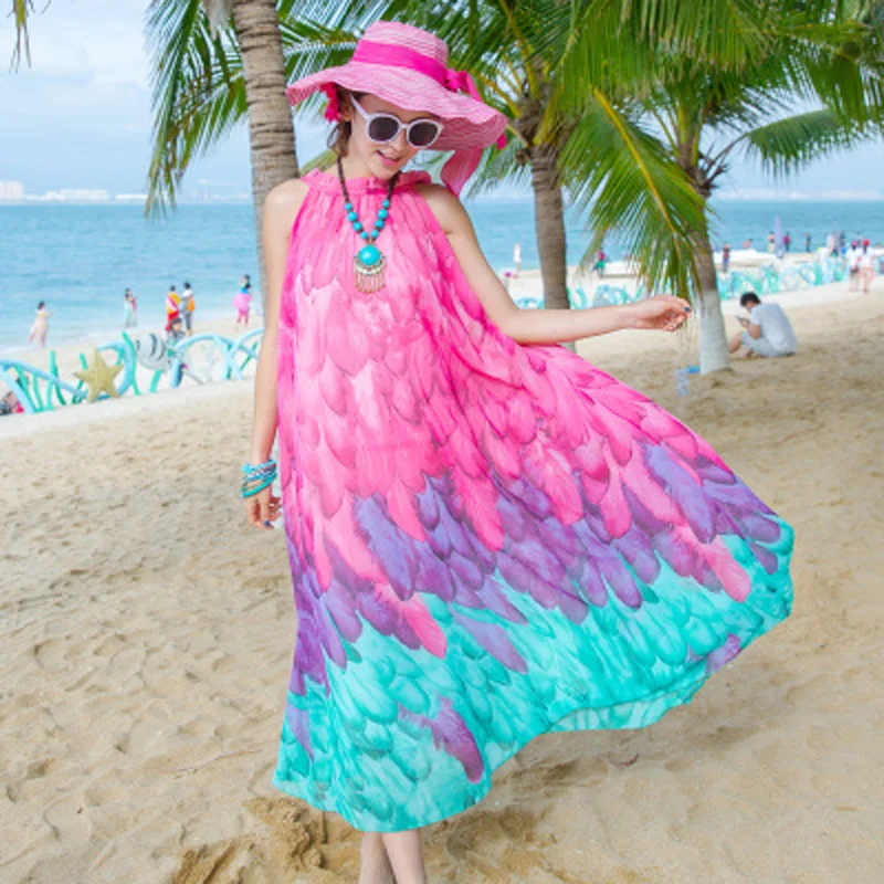 Boho Летнее платье женская одежда 2019 винтажное шифоновое пляжное длинное с