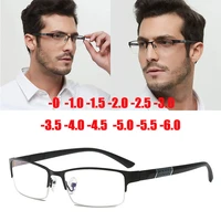 2021 new half metal nearsighted glasses man prescription myopia 0 1 1 5 2 2 5 3 4 5 6 anti fatigue ultralight eyeglasses