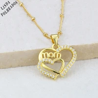 new design hollow love heart fashion necklace gold plated inlaid with zircon thanksgiving day jewelry gift for mom