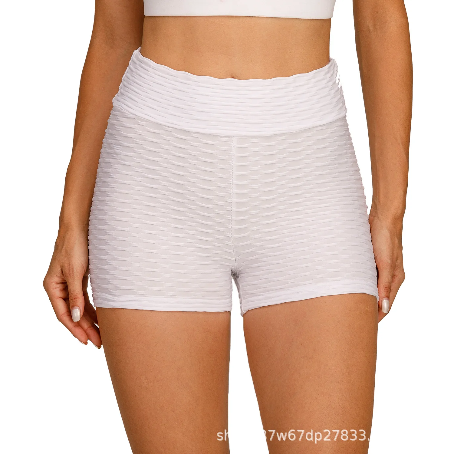 

WILK new leggings women's thin fashion hip jacquard breathable slim fitness tight high waist sexy yoga sports shorts