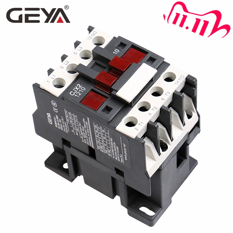 GEYA CJX2 0910 1210 1810 Din Rail магнитный контактор переменного тока 220V или 380VAC 3 полюсный 9A 12A