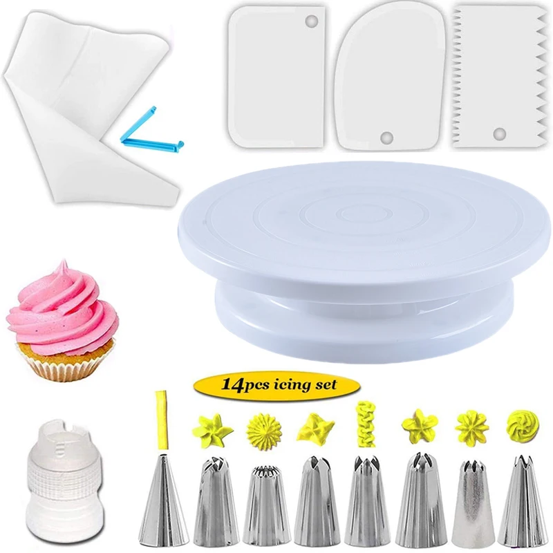 

"10 Inch Cake Turntable Rotating Anti-skid Round Cake Stand Cake Decorating Tools Cake Rotary Table Kitchen DIY Pan Baking Tools