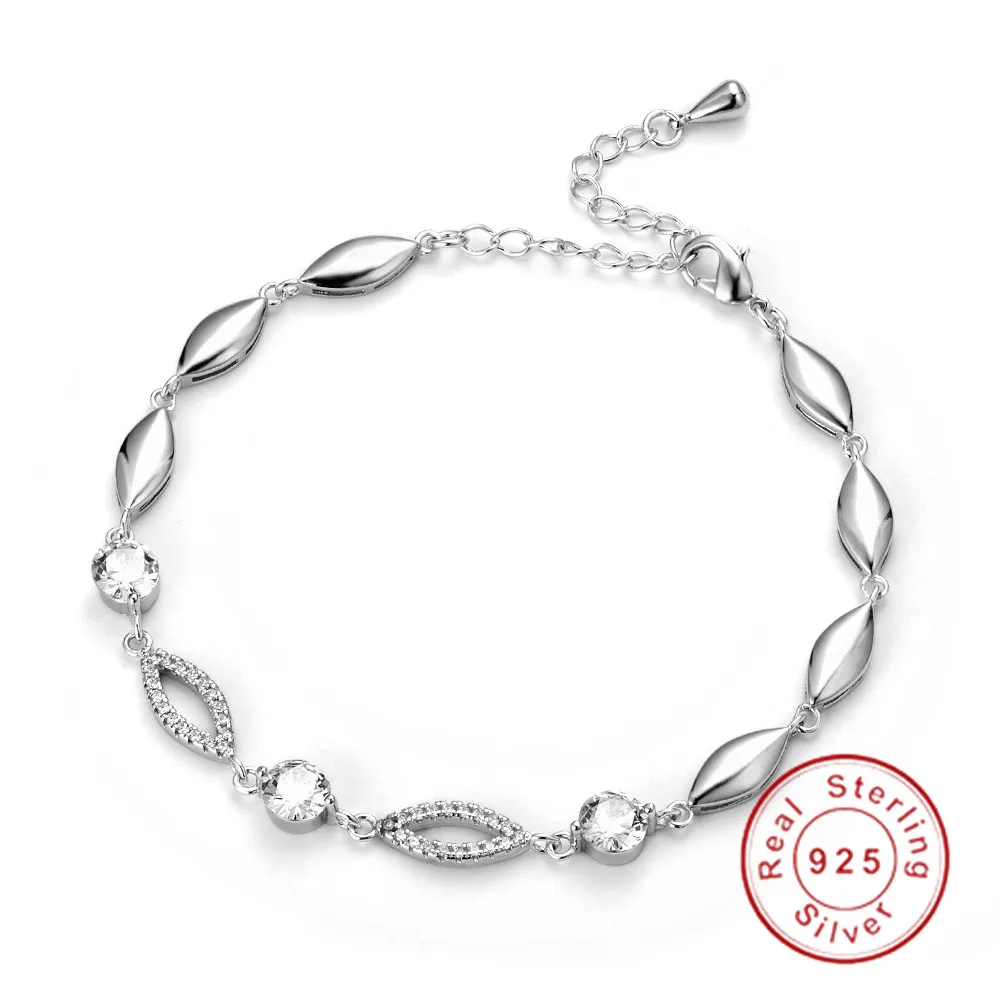 Женский браслет из серебра 925 пробы с имитацией бриллиантов|Гибкие и жесткие