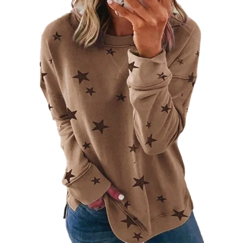 

Autumn and winter 2021 women's loose size long sleeve T-shirt printed sweater